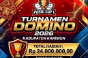 Flyer resmi gelaran Turnamen Domino Pordi Cup I 2026 Kabupaten Karimun. Kegiatan berlangsung mulai 29 Agustus hingga 26 September 2026 di Kedai Kopi Abu Dafi #11 | Foto: Pordi Karimun
